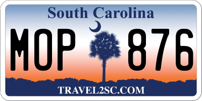 SC license plate MOP876