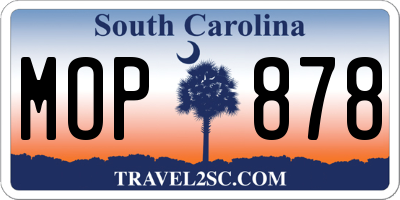 SC license plate MOP878