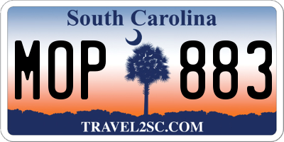 SC license plate MOP883