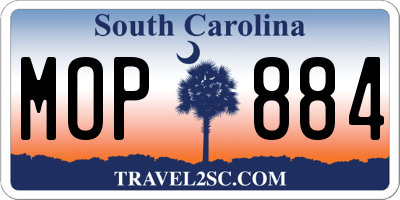 SC license plate MOP884
