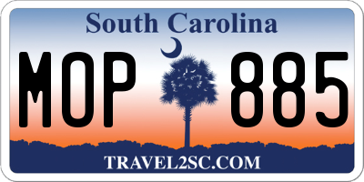 SC license plate MOP885
