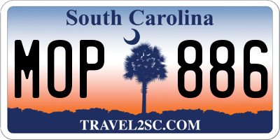 SC license plate MOP886