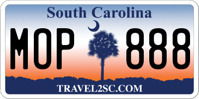 SC license plate MOP888