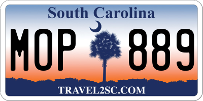 SC license plate MOP889