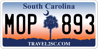 SC license plate MOP893