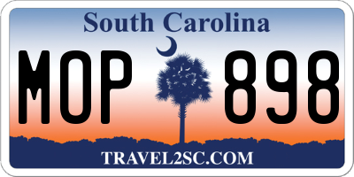 SC license plate MOP898