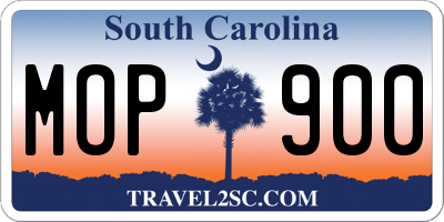 SC license plate MOP900