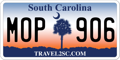 SC license plate MOP906