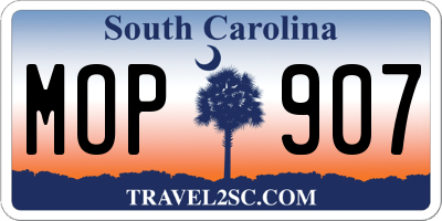 SC license plate MOP907