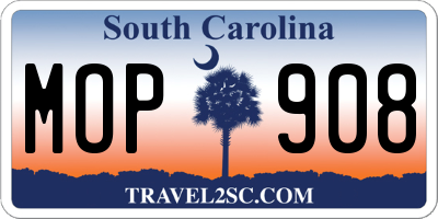 SC license plate MOP908