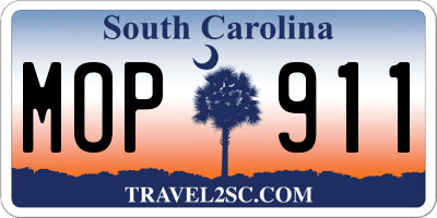 SC license plate MOP911