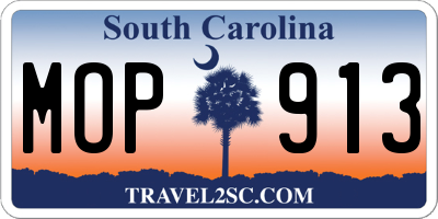SC license plate MOP913