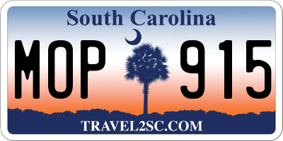 SC license plate MOP915