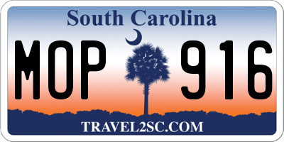 SC license plate MOP916