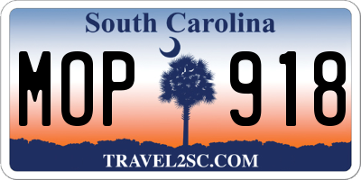 SC license plate MOP918