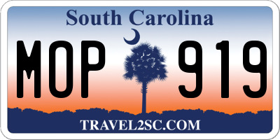 SC license plate MOP919