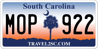 SC license plate MOP922