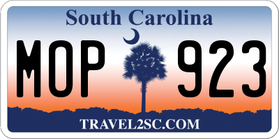 SC license plate MOP923