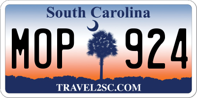 SC license plate MOP924