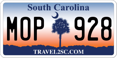 SC license plate MOP928