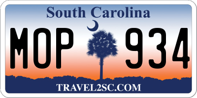 SC license plate MOP934