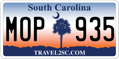 SC license plate MOP935