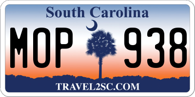 SC license plate MOP938