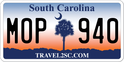 SC license plate MOP940