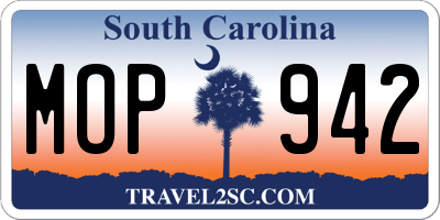 SC license plate MOP942