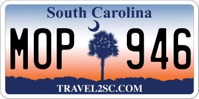 SC license plate MOP946