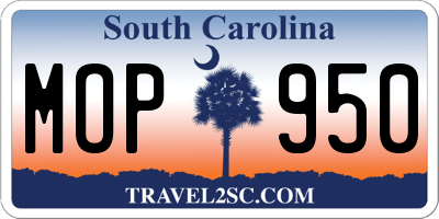 SC license plate MOP950