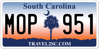 SC license plate MOP951