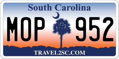 SC license plate MOP952