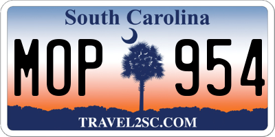 SC license plate MOP954
