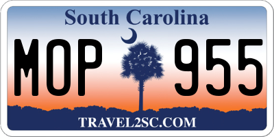 SC license plate MOP955