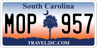 SC license plate MOP957