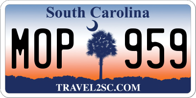 SC license plate MOP959