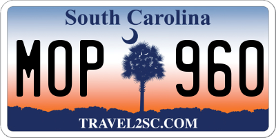 SC license plate MOP960