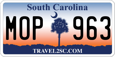 SC license plate MOP963