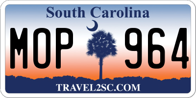 SC license plate MOP964