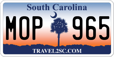 SC license plate MOP965