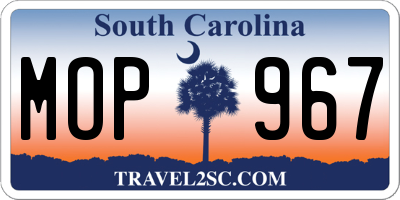 SC license plate MOP967