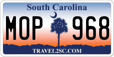 SC license plate MOP968