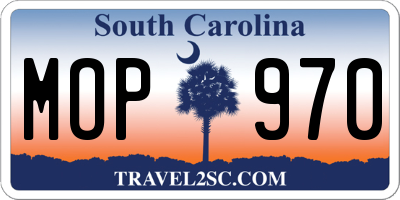 SC license plate MOP970