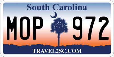 SC license plate MOP972