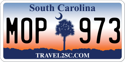 SC license plate MOP973