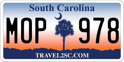 SC license plate MOP978