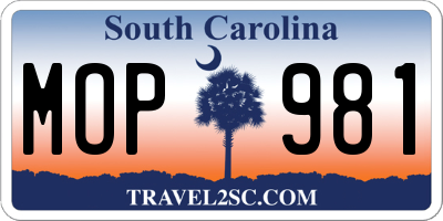 SC license plate MOP981