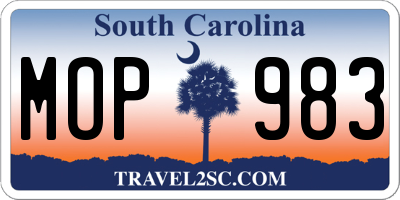 SC license plate MOP983