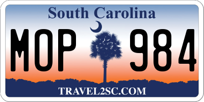 SC license plate MOP984